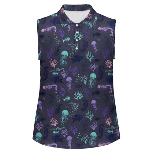 Women's Sleeveless Polo Shirts Polo Tank Tops Quick Dry Button Up Uniform Polo