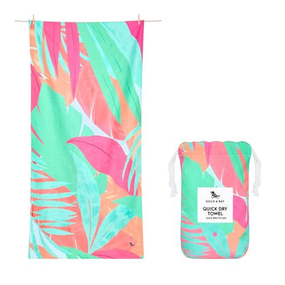 Dock & Bay Beach Towel - Quick Dry, Sand Free - Compact, Lightweight - 100% Recycled - Includes Bag - Hot Tropics - Extra Large (200x90cm, 78x35) - color: Hot Tropics, size: Extra Large (200x90cm, 78x35")