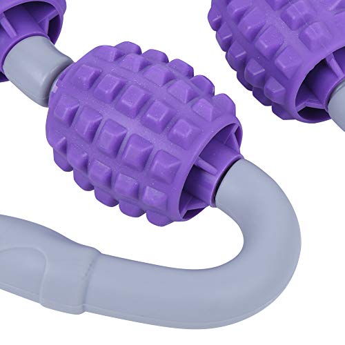 Leg Roller Massager, 360 Degree Muscle Massager with Elastic Bracket and Adjustable Width, for Arms Legs Calves Neck Pain Relief, Dark Purple