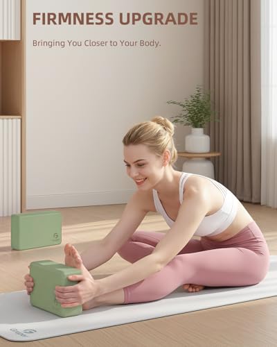 Gruper Yoga Blocks 2 Pack, 9"x6"x3" Exercise Blocks High-Density EVA Foam Blocks with Soft Non-Slip Surface, Lightweight Yoga Props for Yoga Pilates Meditation & Stretching - color: Grass Green