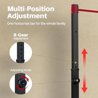 Pull Up Station, Bongkim Power Tower Portable Pullup Bar Station, Pull Up Bar for Home Gym, Pull Up Tower Station 330LBS - color: Red