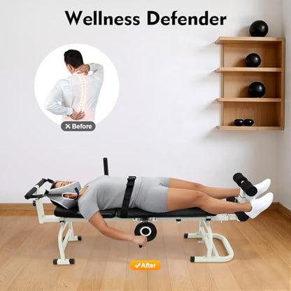 Home Lumbar Traction Bed, Full Body Traction & Stretch Decompression Bench/Table Machine for Back Spinal Decompression, Portable Spine Stretcher Bed for Improve Memory, Relieve Body Aches and Pains