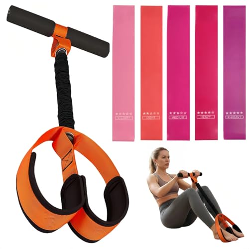 Pedal Resistance Band with Handle, Upgraded Exercise Equipment with Foot Pedal, 5PCS Elastic Workout Band for Physical Therapy, Strength Training, Sit Up Equipment for Home Workout