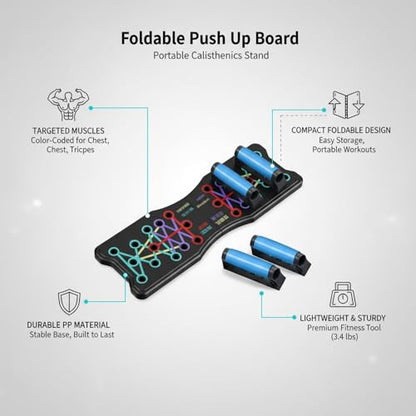 Foldable Push Up Board, Portable Calisthenics Stand with Guided Hand Positions, Compact PP Fitness Tool for Home Workouts (1 PC)