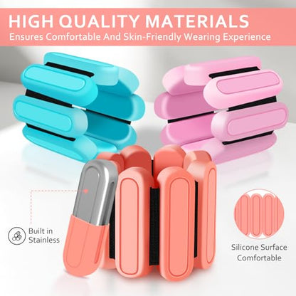 Adjustable Wrist & Ankle Weights Set of 2(1Lbs Each), Premium Silicone Wearable Weight Bracelets, Fits for Yoga, Pilates, Home Gym Workout, Dance, Pool Exercises, Jogging, Cardio, Strength Training - color: Orange