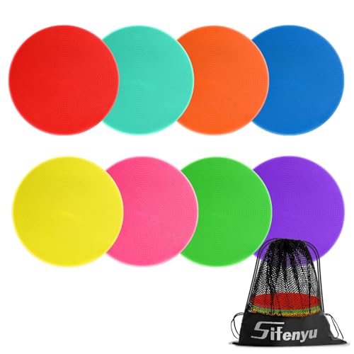 Poly Spot Markers Rubber Floor Dots 9 inch 8/16/24 Pcs Flat Cones Non-Slip Agility Markers Poly Spots for Gym Soccer Basketball Sports Speed Agility Training, Exercise Drills
