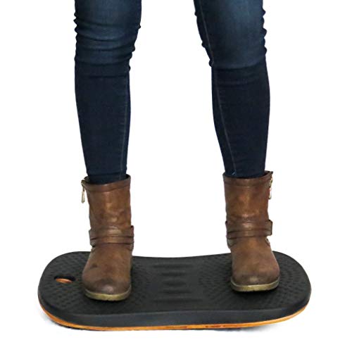 Balance Board for Standing Desks | Bentwood Frame with Comfortable Padding makes the perfect Anti Fatigue Mat or Floor Comfort Mat at your Stand Up Desk (Black, 20" Wide)