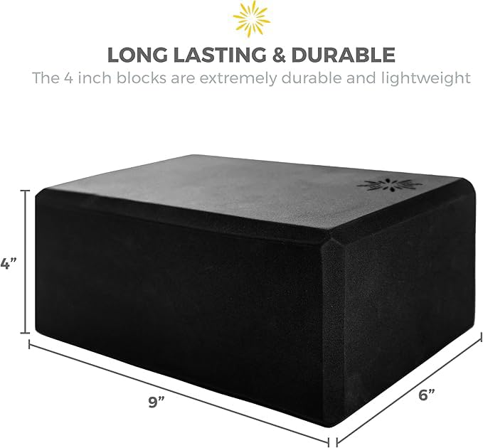 4" Yoga Block, 10 Pack Bulk EVA Foam Yoga Blocks, Firm and Supportive Yoga Brick, Balance Foam for Stretching, Pilates, and Workout, 4" x 6" x 9"