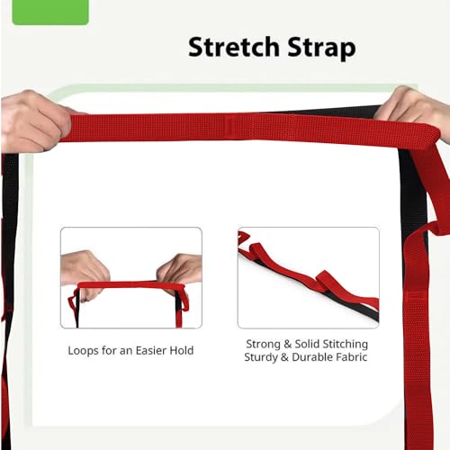 10 Loops Stretching Strap Yoga Strap for Home Workout, Exercise, Pilates and Gymnastics, Non-Elastic Stretch Bands for Women & Men - color: Black+Red