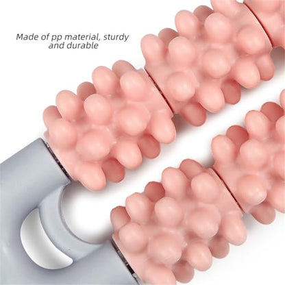 Muscle Roller Stick for Athletes, Leg Back Shoulder Double Row Massage Stick Deep Tissue Trigger Point & Myofascial Release Tool for Relief Muscle Soreness, Cramping & Tightness (Pink) - color: Pink