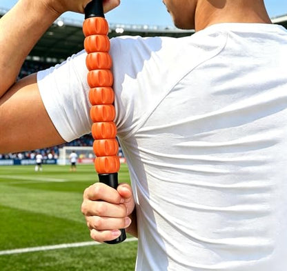 Muscle Roller Stick - A Full-Body Massage Roller that Can Relieve Muscle Soreness, Cramps and Tension After Exercise. It is a Handheld Physical Therapy and Recovery Tool（Black and Orange） - color: Orange