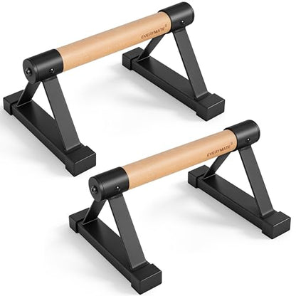 Wood Push Up Bars Parallettes Bars with Rubber Feet, Anti-slip Handstand Bars for Calisthenics, Equipment for Home, Push Up Handles for Floor, Handstand Push Up Handles, Support 600 LB