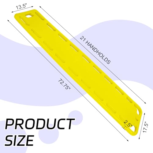 72.83 x 17.72 x 2.5 Inch Spine Board Stretcher with Backboard Straps, Backboard Immobilization Portable Spine Stretcher Plastics Lightweight Base Board (Yellow) - color: Yellow