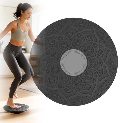 Wobble Balance Board, Non Slip Stability Trainer, Rotation Fitness Equipment for Home Gym Yoga Workout Training Balance Core Exercise - color: Grey