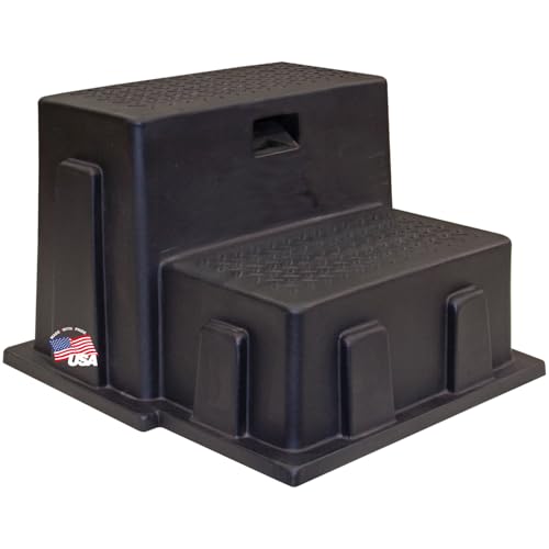 Buyers Products 3013658 Multi-Purpose Polymer Step Stool - 21 in W x 16 in H - Lightweight, Non‑Slip, Stackable UV‑Stable Plastic Step Ladder for RV, Campers, Pets, Hot Tubs, & More, Made in USA
