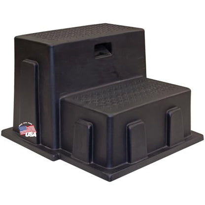 Buyers Products 3013658 Multi-Purpose Polymer Step Stool - 21 in W x 16 in H - Lightweight, Non‑Slip, Stackable UV‑Stable Plastic Step Ladder for RV, Campers, Pets, Hot Tubs, & More, Made in USA