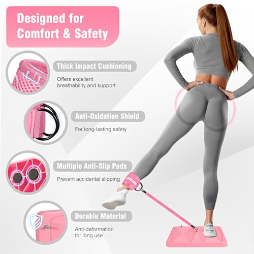 Glute Workout Equipment, Leg & Hip Exercise Equipment for Women, Resistance Bands with Ankle Straps & Exercise Board for Home Gym Fitness, Kickbacks, Hip Thrusts, Lower Body Training