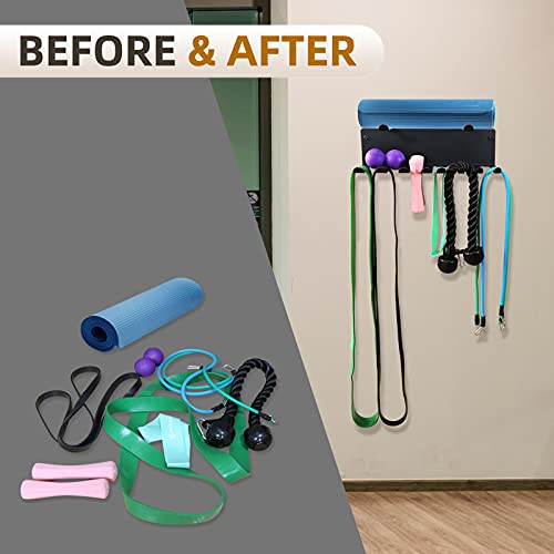2 Tier Multi-Purpose Heavy Duty Storage Rack for Resistance Bands, Straps, Jump Ropes, Foam Rollers, Chains, Weight Belts, Tools