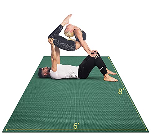 GXMMAT Large Yoga Mat 12'x6'/10'x6'/6'x8'(7mm) - color: Green Jasper, size: 6*8 FT