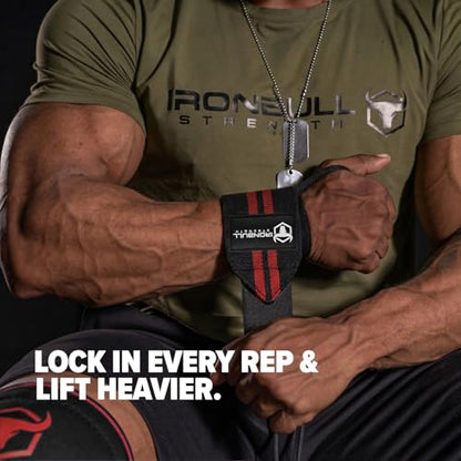 Wrist Wraps for Weightlifting (USPA & IPL Approved) - 18” Premium Quality Wrist Straps for Weightlifting - Weight Lifting Wrist Wraps with Thumb Loop - Best Gym Wrist Wraps for Lifting Weights, Curls & Dips - Lifting Wrist Wraps for Bench, Powerlifting &