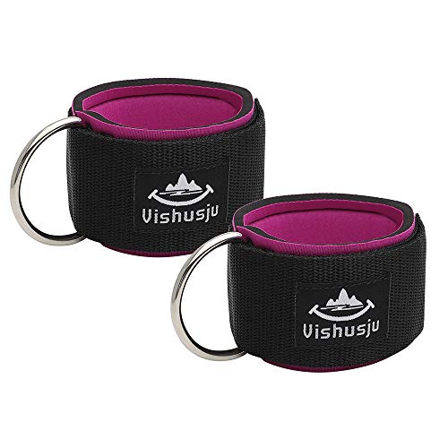 Ankle Straps Wrist Cuffs 5.5mm Neoprene Padded Large D-Ring for Cable Machines Fitness Legs Exercise Attachment Adjustable - color: Rose pink
