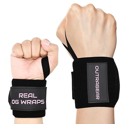 18" OG-Grade Wrist Wraps for Weightlifting – Heavy Duty Wrist Support with Thumb Loop & Lockdown Strap – Wrist Straps for Powerlifting, Bench Press & Gym Training - color: Savage Her Pink