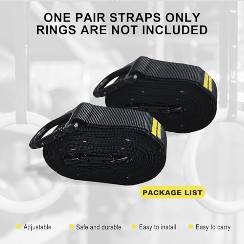 Adjustable Numbered Straps for Gymnastic Rings & Pull Up Handles, 8.2FT Long Each, 1000LBS Weight Capacity, Home Gym DIY Pull Down System Accessories(Only Straps No Rings)