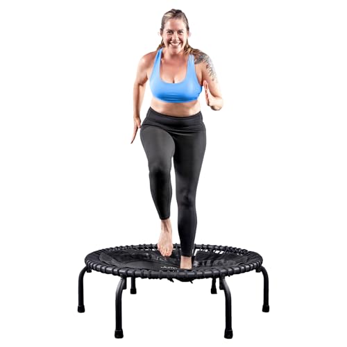 JumpSport 350 PRO 39 Inch Fitness Trampoline Indoor Rebounder Cardio Workout Equipment 300 lb Capacity - color: Matte Black