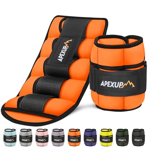 APEXUP Adjustable Ankle Weights for Women and Men, Modularized Leg Weight Straps for Yoga, Walking, Running, Aerobics, Gym, Physical Therapy - color: Orange, size: 10 Lb Pair (5 Lb Each)