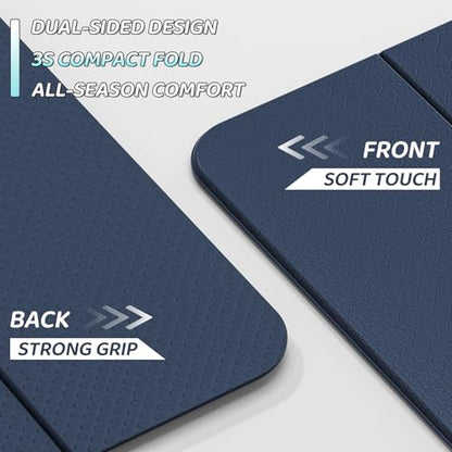 ILILI Foldable Yoga Mat 71 * 24 * 0.3'' - TPE Non-Slip Fitness Mat for Home，Waterproof & Lightweight (2lb) for Home Gym, Pilates & Stretching,Fitness Workouts - color: Dark Blue