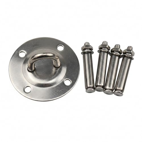 Stainless Steel Ceiling Mount for Suspension Trainers & Swings - Heavy Duty Anchor Plate, 4.72 x 4.72 Inches, Silver