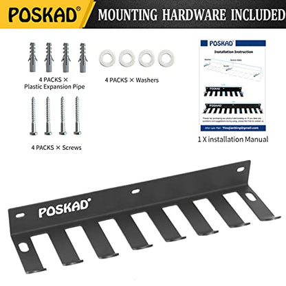 Poskad Multi-Purpose Gym Storage Rack,8 OR 12 Hook Heavy-Duty Steel Gym Organizer Wall Mount Hanger for Home and Pro, Gym Accessory Storage Resistance Bands,Jump Ropes,Lifting Belt,Barbells.