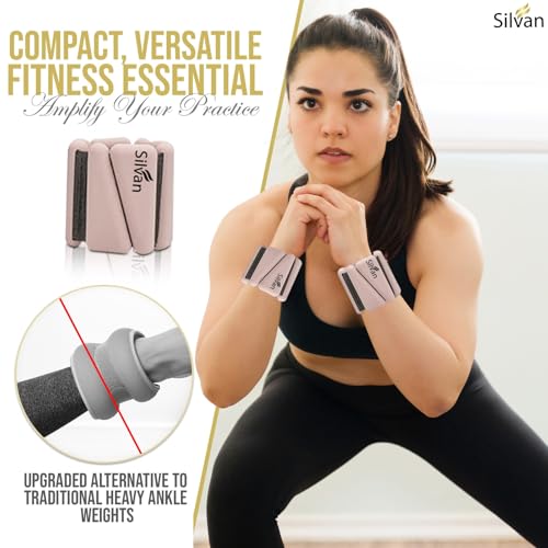 Adjustable Wrist & Ankle Weights for Women & Men, 2 Pieces, 1 lb Each (2 lbs Total), Weighted Bangles for Walking, Running, Yoga, Pilates, Barre, Cardio & Home Workouts