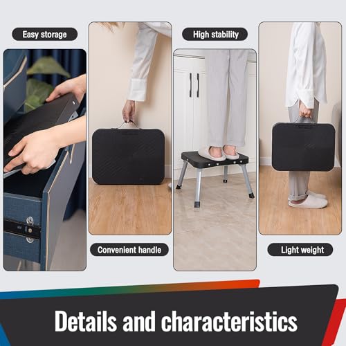 9" Folding Step Stool, Non-Slip 16x12 Large Platform, No Assembly - size: 9 inch