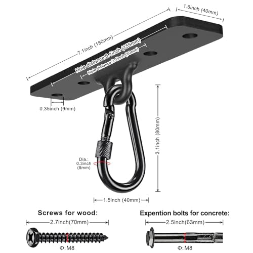 Dolibest Heavy Bag Hangers Brackets, Punching Bag Hangers, Heavy Bag Ceiling Mount for Body Weight Strength Training Systems, Aerial Yoga Swing & Hammock, Resistance Band