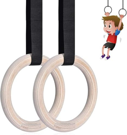 Kids Wooden Gymnastics Rings | Kids Gym Play Set | Gymnastic Toys for (Boys and Girls)