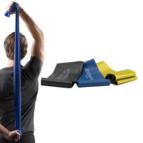 THERABAND Resistance Bands Set, Elastic Bands for Exercise & Physical Therapy, Strength Training for Upper & Lower Body Fitness - size: Intermediate Set – 3 Pack, style: Non-Latex