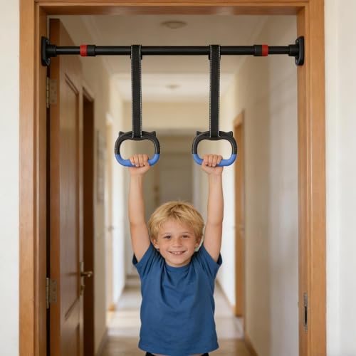 Gym Rings - 440 lbs Adjustable Pull-Up Bar Attachments | Pull up Rings - for Kids Obstacle Course Playground Backyard Home Indoor Outdoor Calisthenics Training Exercise