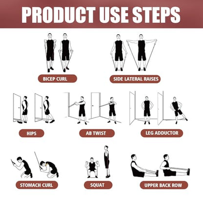 WHATAFIT Resistance Bands, Exercise Bands, Workout Bands with Handles, Door Anchor and Ankle Straps, 5 Resistance Levels Fitness Bands for Strength Training, Physical Therapy, and Home Gym Equipment