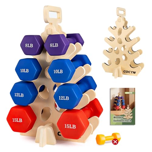 Dumbbell Rack Stand Only, Wooden 4-Tier Small Weight Holders for 5-15lbs Free Weights & Women, Compact A-Frame Hand Weight Rack for Home Gym Space Saving (Dumbbells Not Included)