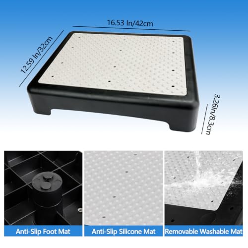 Mobility Step Stool, 3.3 Inch Height Portable One Step Stool for Adults, 400 Lbs Capacity Indoor Outdoor Anti-Slip Safety Step Platform, Black & Grey - size: 3.3 In Height