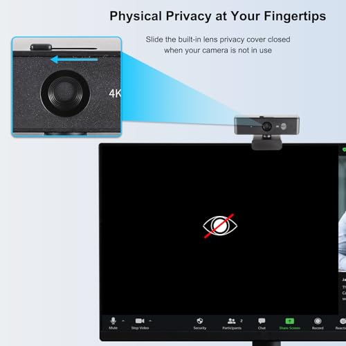Ultra 4K HD USB Webcam with Microphone for PC Streaming