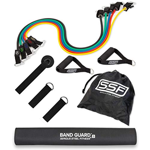 Serious Steel Resistance Tube Band Set Includes Handles, Door Anchor and Ankle Straps (100 lbs Set or 165 lbs Set) - color: Original (Up to 100 lbs With Bandguard)