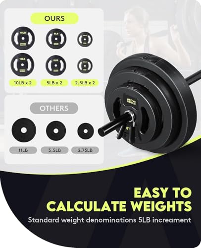 Barbell Weight Set, 45 LB Adjustable Free Weights Bar Set for Home Gym Strength Training, Full Body Workout, Muscle Building, Home Fitness Weight Lifting Equipment