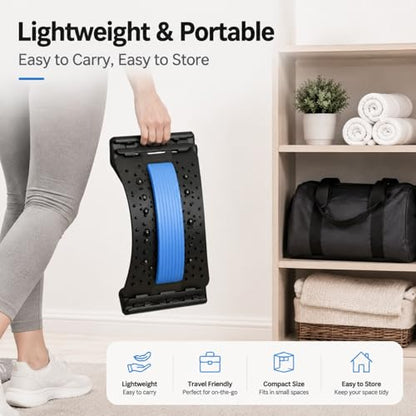 Back Stretcher for Lower Back, Adjustable Lumbar Support Board with 88 Pressure Nodes, Back Stretching Device for Posture Support, Portable Back Support for Chair, Floor, Home & Office (Blue)