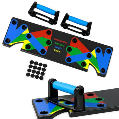 Push Up Board Fitness System, Portable Home Gym Workout Equipment with Resistance Handles, for Chest, Shoulders, Triceps & Back