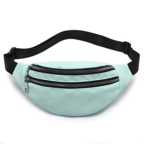 MOCE Waist Bag Fanny Pack for Men & Women Fashion Water Resistant Hip Bum Bag with Adjustable Belt for Travel Hiking Running Outdoor Sports.(Light Green01) - color: Light green