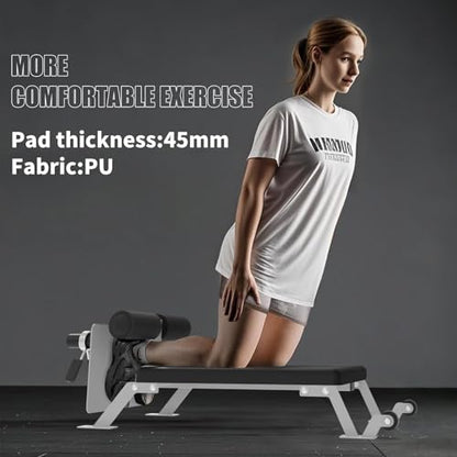 Takywep Adjustable Nordic Wave Trainer with Wheels, Heavy Duty Hamstring and Glute Bench, Compact Home Gym Strength Training Equipment, 450 lbs Weight Capacity