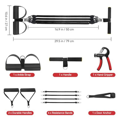 2026 Upgrade Foot Pedal Resistance Band, Adjustable 4-Tube Elastic Pull Rope Fitness Sit-up Exercise Equipment at Home Gym Arm Abs Workout Equipment Leg Stretching Equipment