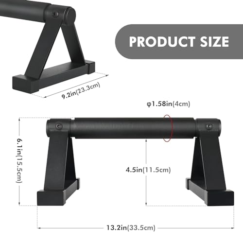 Wood push up bars Parallettes bars Anti-slip Handstand Bars for Calisthenics, Fitness, Floor workouts Solid Wood with Sturdy Metal Bracket, Support 500 lbs